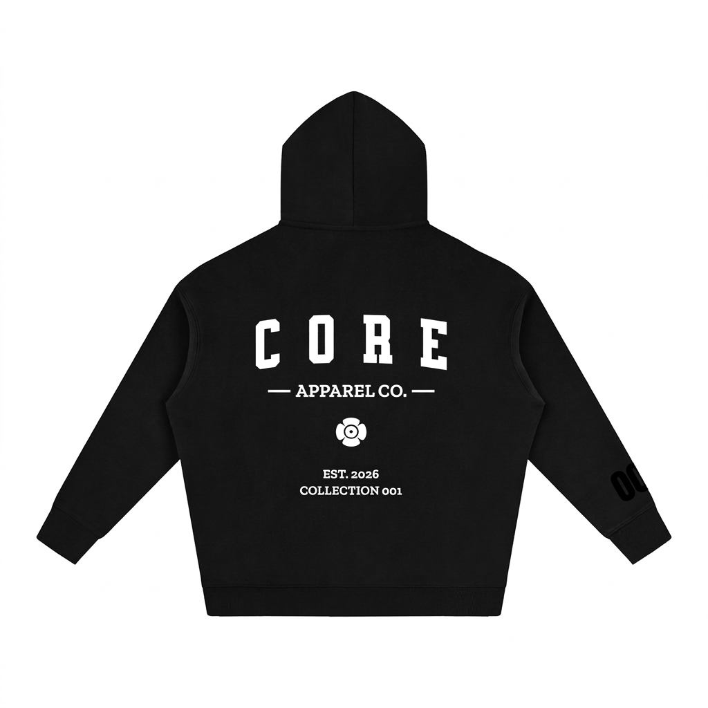 Black Oversize Fleeced Hoodie, back view